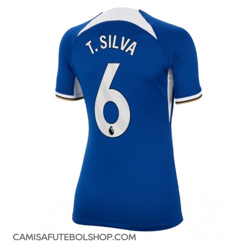Camisa de time de futebol Chelsea Thiago Silva #6 Replicas 1º Equipamento Feminina 2023-24 Manga Curta